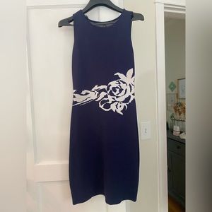 Marc New York Andrew Marc Women's Floral Sheath Dress Sleeveless Blue/White